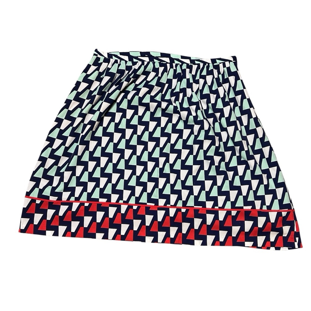 Tommy Hilfiger geometric design skirt fully lined 4 teal red white skater circle